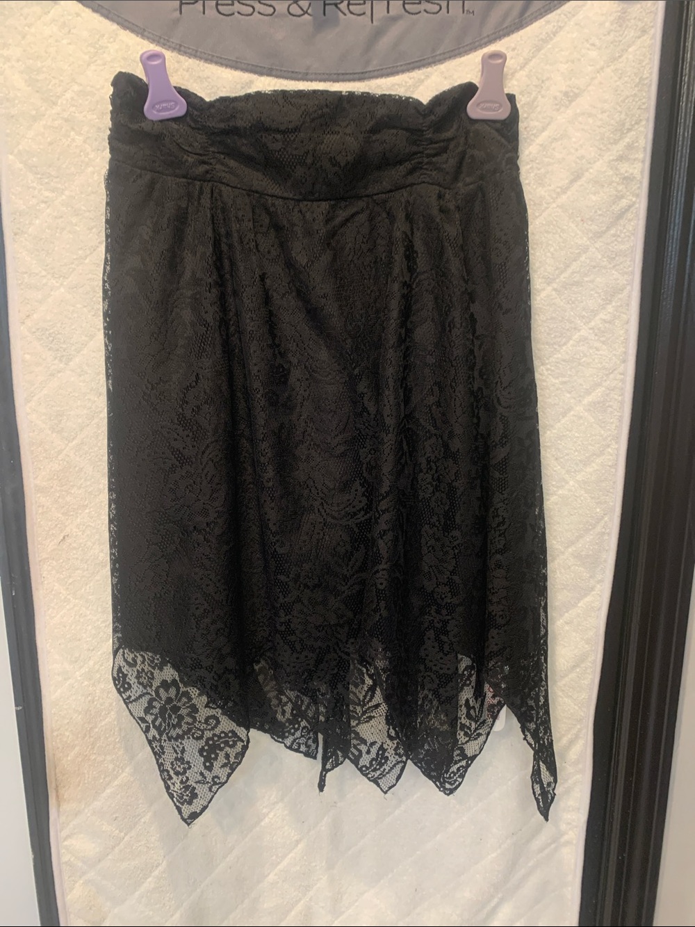 ROMWE Black Lace Asymmetrical Handkerchief Hem Skirt